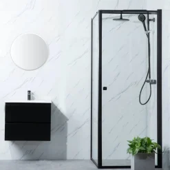 Suihkunurkka Profil seinä 700 mm ovi 1000 mm musta kehys*Bathlife Best