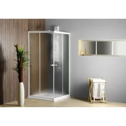 Suihkunurkka Alan 700x700x1850 valkoinen profiili karkaistu turvalasi kuviolasi*Interia Discount