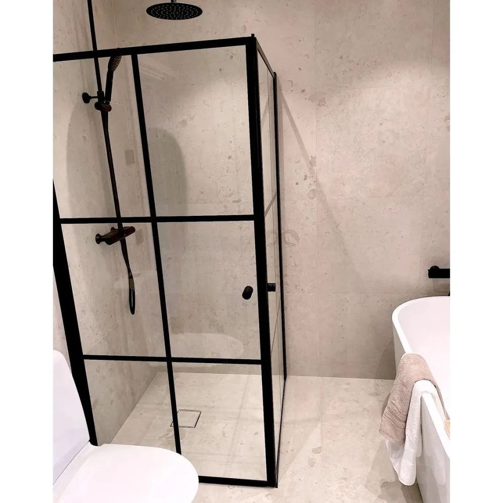 Best Suihkunurkka Tiana Black, 900x900x1900mm, kaksi ovea, kirkas lasi, musta profiili Suihkukulmat
