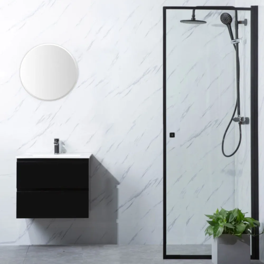Suihkuovi Profil 700x2000 mm kirkas lasi musta*Bathlife Discount