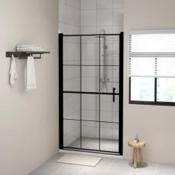 Suihkuovi karkaistu lasi 100x178cm musta*FinePRICE Clearance