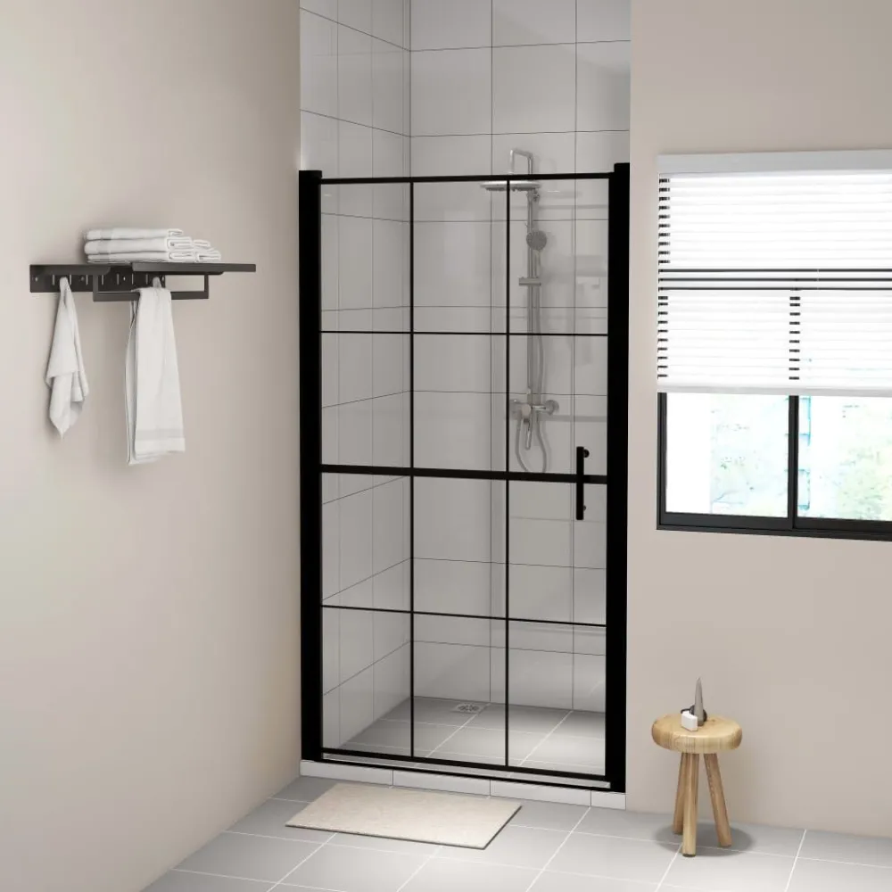 Suihkuovi karkaistu lasi 100x178cm musta*FinePRICE Clearance