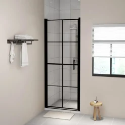 Suihkuovi karkaistu lasi 81x195 cm musta*FinePRICE Best