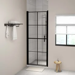 Suihkuovi karkaistu lasi 91x195 cm musta*FinePRICE Outlet
