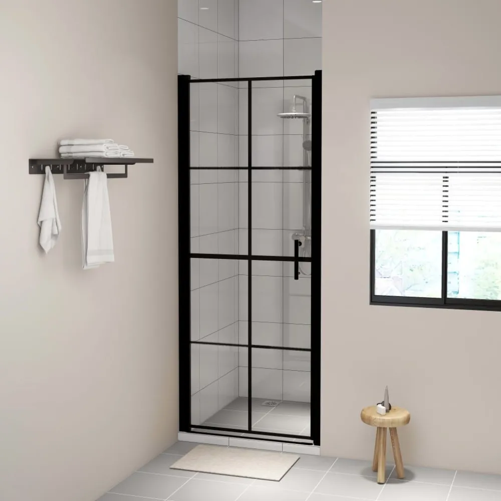 Suihkuovi karkaistu lasi 91x195 cm musta*FinePRICE Outlet