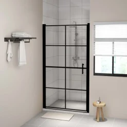 Clearance Suihkuovi karkaistu lasi 100x178 cm musta Suihkuovet