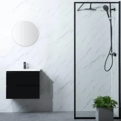 Outlet Suihkuseinä Profil 800x2000 mm kirkas lasi musta Suihkuseinät