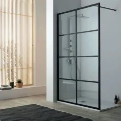 Suihkuseinä Walk In, mattamusta profiili, kaksi paneelia, eri kokoja*Lavabo Online