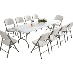 Discount Taittopöytä   74x74x180 cm teräsjalat Puutarhapöydät
