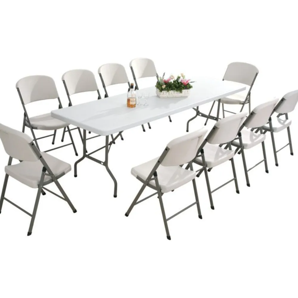 Discount Taittopöytä 74x74x180 cm teräsjalat Puutarhapöydät