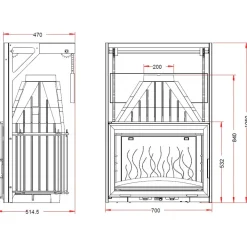 Takkasydän 700 Grande Vision, ylös avautuva luukku, 14 kW, harmaa/malmi, 162 kg*Invicta Clearance