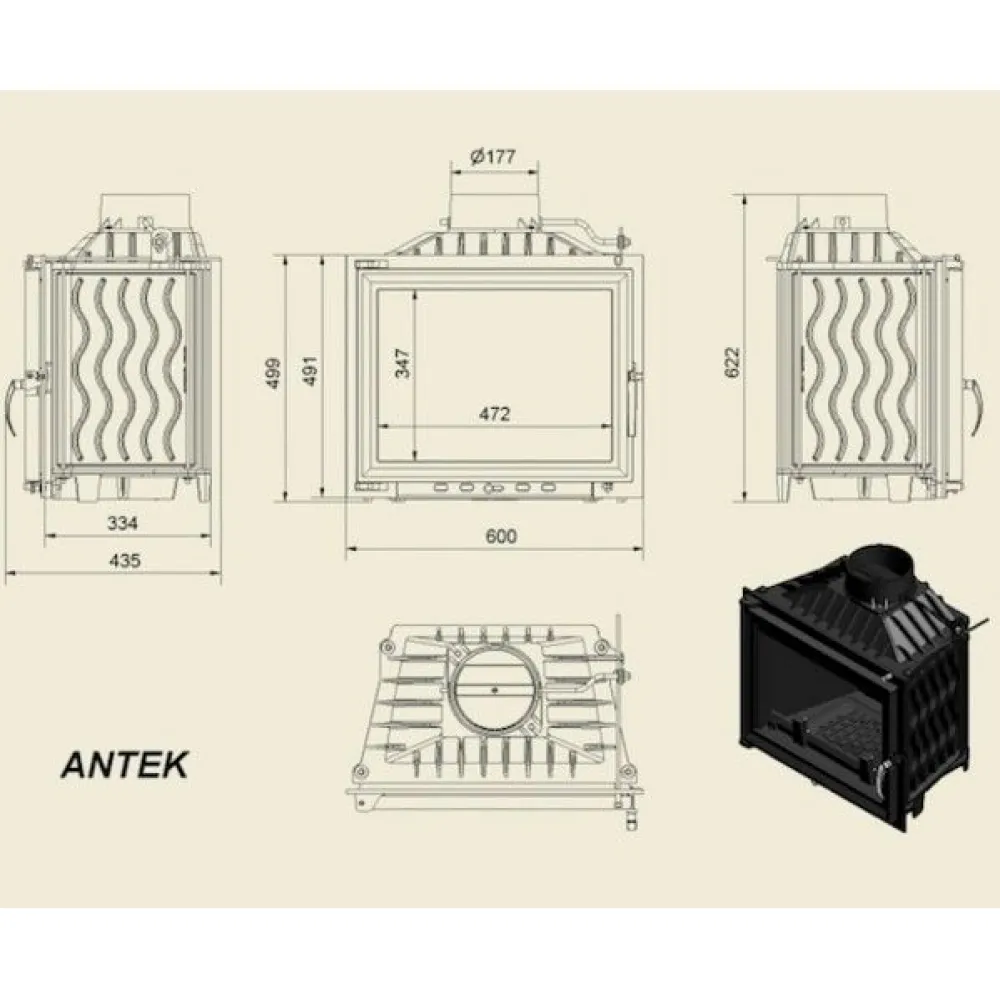 Takkasydän Antek 10 kW*Kratki
