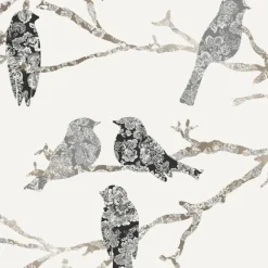 Tapetti Belle 5336-1, valkoinen/musta, non-woven*Decor Maison Outlet