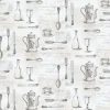 Tapetti Kitchen Elements KE29939, teksti, harmaa*Galerie Hot