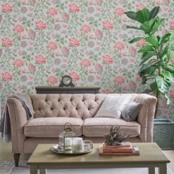Tapetti 113408 Tapestry Floral Slate Grey, kukka, maalaisromanttinen, vaaleanpunainen*Laura Ashley Online