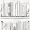 Tapetti Botany Library 103837, teksti, vanhan ajan, White, Blue*Sandudd Hot