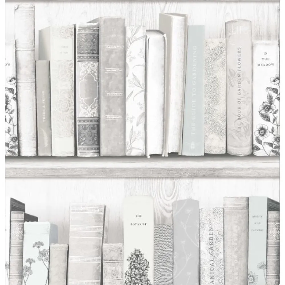 Tapetti Botany Library 103837, teksti, vanhan ajan, White, Blue*Sandudd Hot