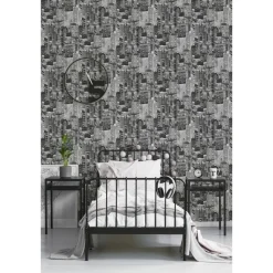 Tapetti Luminocity Mono Glow In The Dark 108015, kaupunki, moderni, mustavalkoinen*Sandudd Best