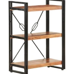 3-tasoinen kirjahylly, 60x30x80 cm, täysi akaasiapuu*FinePRICE New