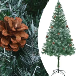 Tekojoulukuusi LED-valoilla palloilla ja kävyillä vihreä eri kokoja*FinePRICE Outlet