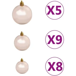 Tekojoulukuusi LED-valoilla palloilla ja kävyillä vihreä eri kokoja*FinePRICE Outlet