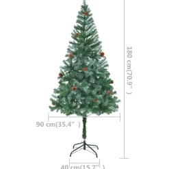 Tekojoulukuusi LED-valoilla palloilla ja kävyillä vihreä eri kokoja*FinePRICE Outlet