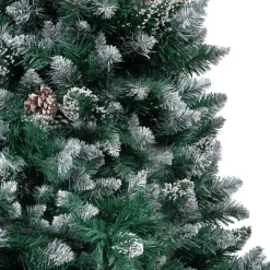 Discount Tekojoulukuusi LED-valoilla palloilla lumella ja kävyillä vihreä eri kokoja Joulukoristeet