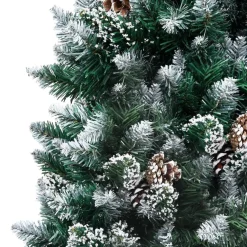 Discount Tekojoulukuusi LED-valoilla palloilla lumella ja kävyillä vihreä eri kokoja Joulukoristeet