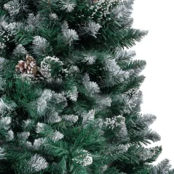 Discount Tekojoulukuusi LED-valoilla palloilla lumella ja kävyillä vihreä eri kokoja Joulukoristeet