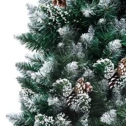 Discount Tekojoulukuusi LED-valoilla palloilla lumella ja kävyillä vihreä eri kokoja Joulukoristeet