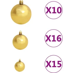 New Tekojoulukuusi LED-valoilla ja palloilla valkoinen PE eri kokoja Joulukoristeet