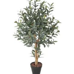 Best Tekopuu OLIVE, K90 cm, 2 puurunkoa, musta ruukku, vihreä Tekokasvit Ja Kranssit