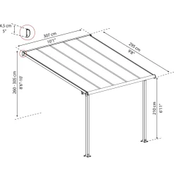 Terassikatos Olympia 3x3,05 m harmaa/kirkas*Palram-Canopia Discount