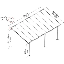 Terassikatos Feria 3 x 5,5 m valkoinen/kirkas*Palram-Canopia Hot