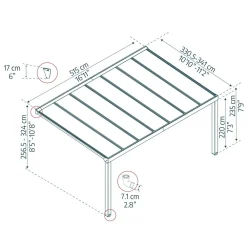 Terassikatos Stockholm Premium, 3.4x5.2m, harmaa/kirkas*Palram-Canopia Sale
