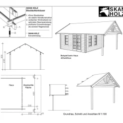 Terassin katos Bern kesämökeille 12,1 m²*Skan Holz Clearance