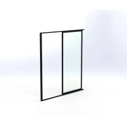 Terassin lasiliukuovi 1-os. 2100x915mm, kirkas/musta, sisäpuolinen nuppilukitus*Keraplast Best