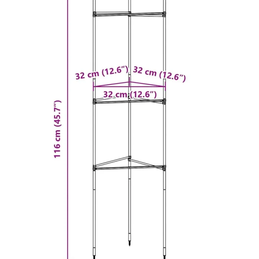 Tomaattihäkki, 116 cm teräs ja PP, eri määrillä ja malleja (38130)*FinePRICE Sale