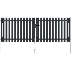 Tuplaovi pihaportti teräs 306x150 cm antrasiitti*FinePRICE Online