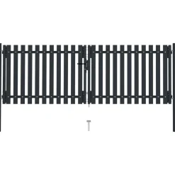 Tuplaovi pihaportti teräs 306x150 cm antrasiitti*FinePRICE Online