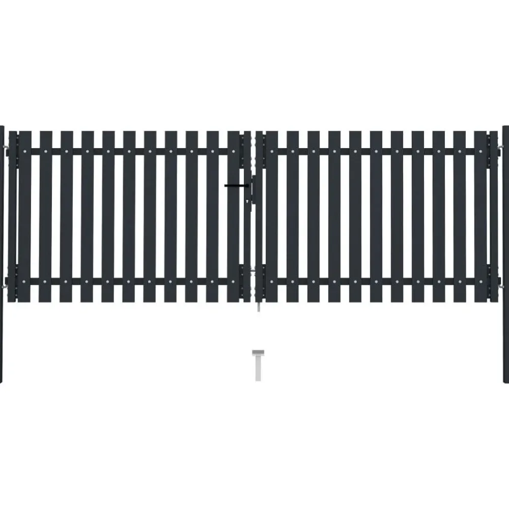 Tuplaovi pihaportti teräs 306x150 cm antrasiitti*FinePRICE Online