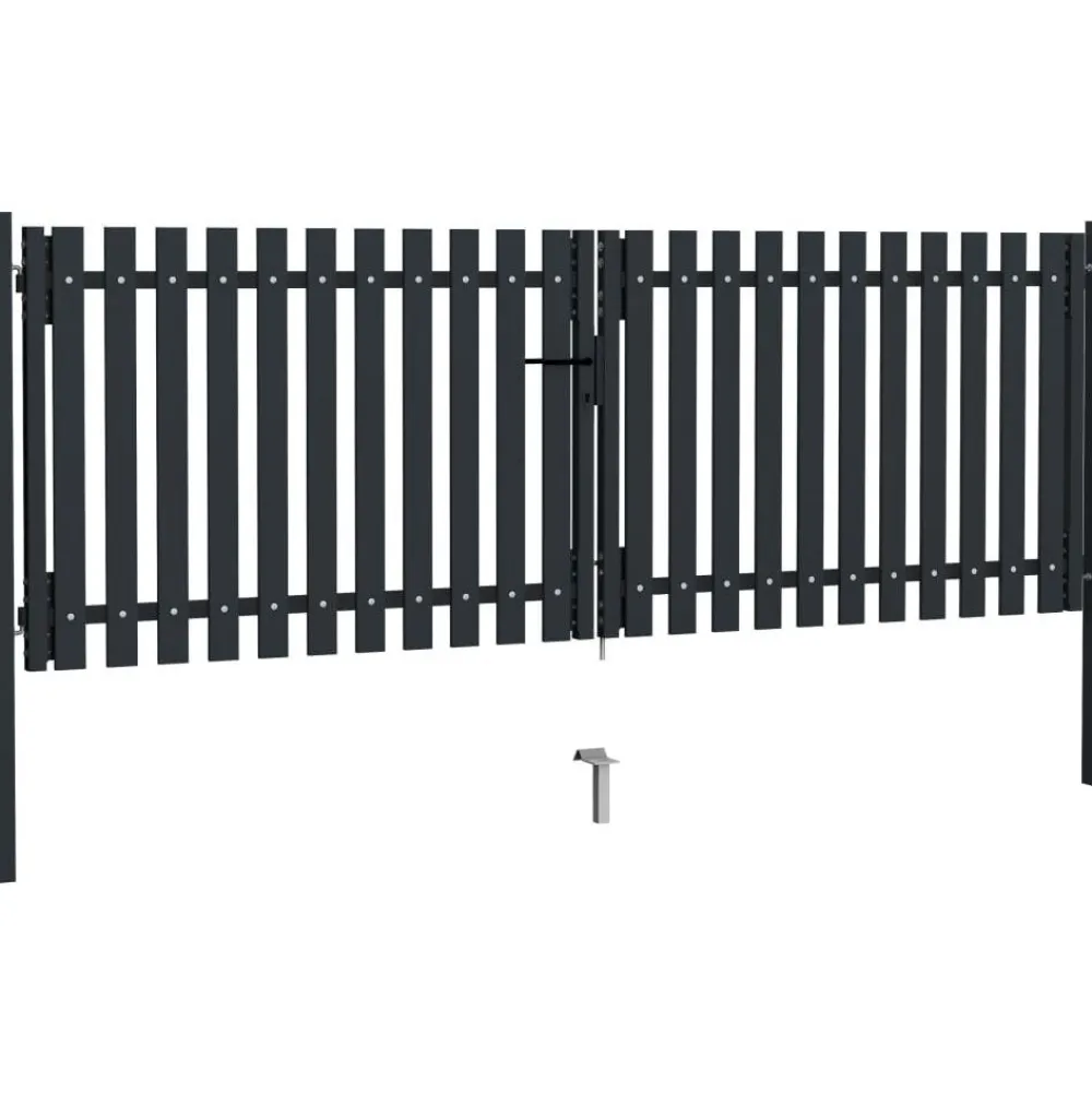 Tuplaovi pihaportti teräs 306x150 cm antrasiitti*FinePRICE Online