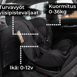 Hot Turvaistuin & turvakaukalo Black Edition Isofix 0-36kg musta Lastentarvikkeet
