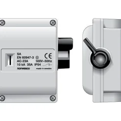 Discount Turvakytkin SA316, sivusta väännettävä, 3x16A, 500V, 7.5kW, IP54, harmaa Sähköasennustarvikkeet