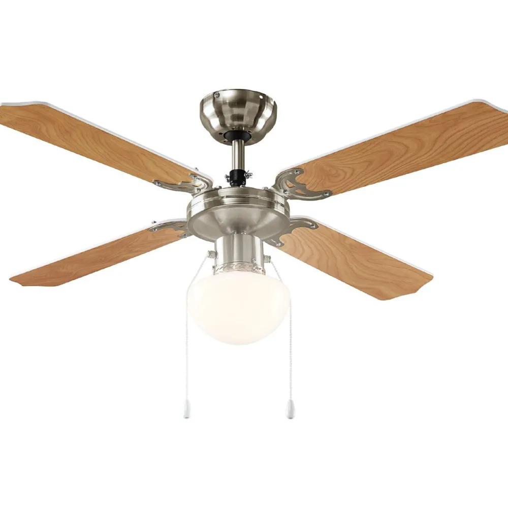Tuuletinvalaisin Edi Light Ø106.6cm E27 valkoinen/vaahtera, mattanikkeli*Eglo Sale