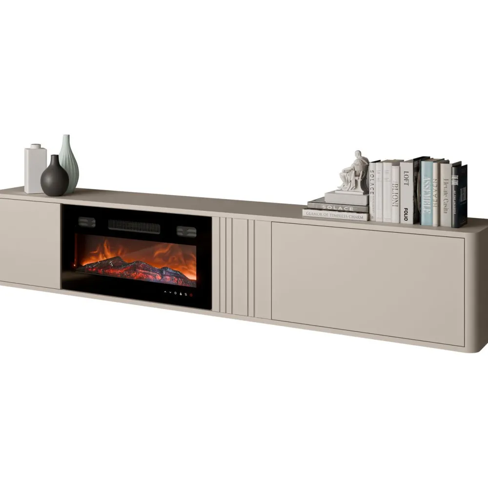 Discount TV-taso + takka Philippe 190, beige Sähkö- Ja Biotakat