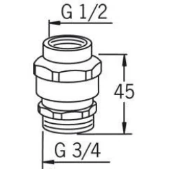 Tyhjöventtiili 261032 G1/2 sk x G3/4 uk kromi Hanavarusteet Ja -Liittimet