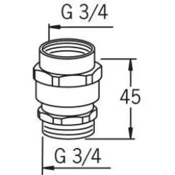 Tyhjöventtiili 261034 G3/4 sk x G3/4 uk kromi*Oras New