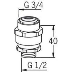 Tyhjöventtiili 261033 G3/4 sk x G1/2 uk kromi Hanavarusteet Ja -Liittimet