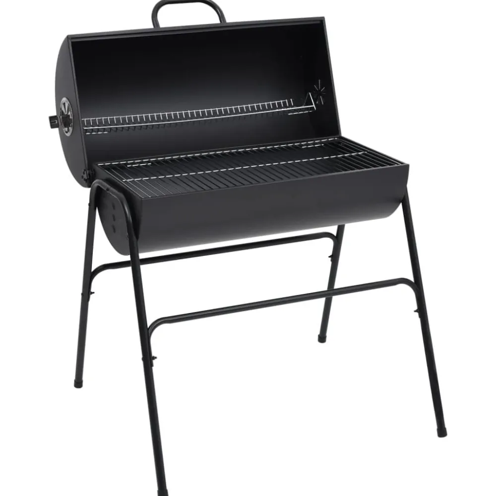 Tynnyrigrilli 2 grilliritilällä 80x95x90 cm teräs musta*FinePRICE Best